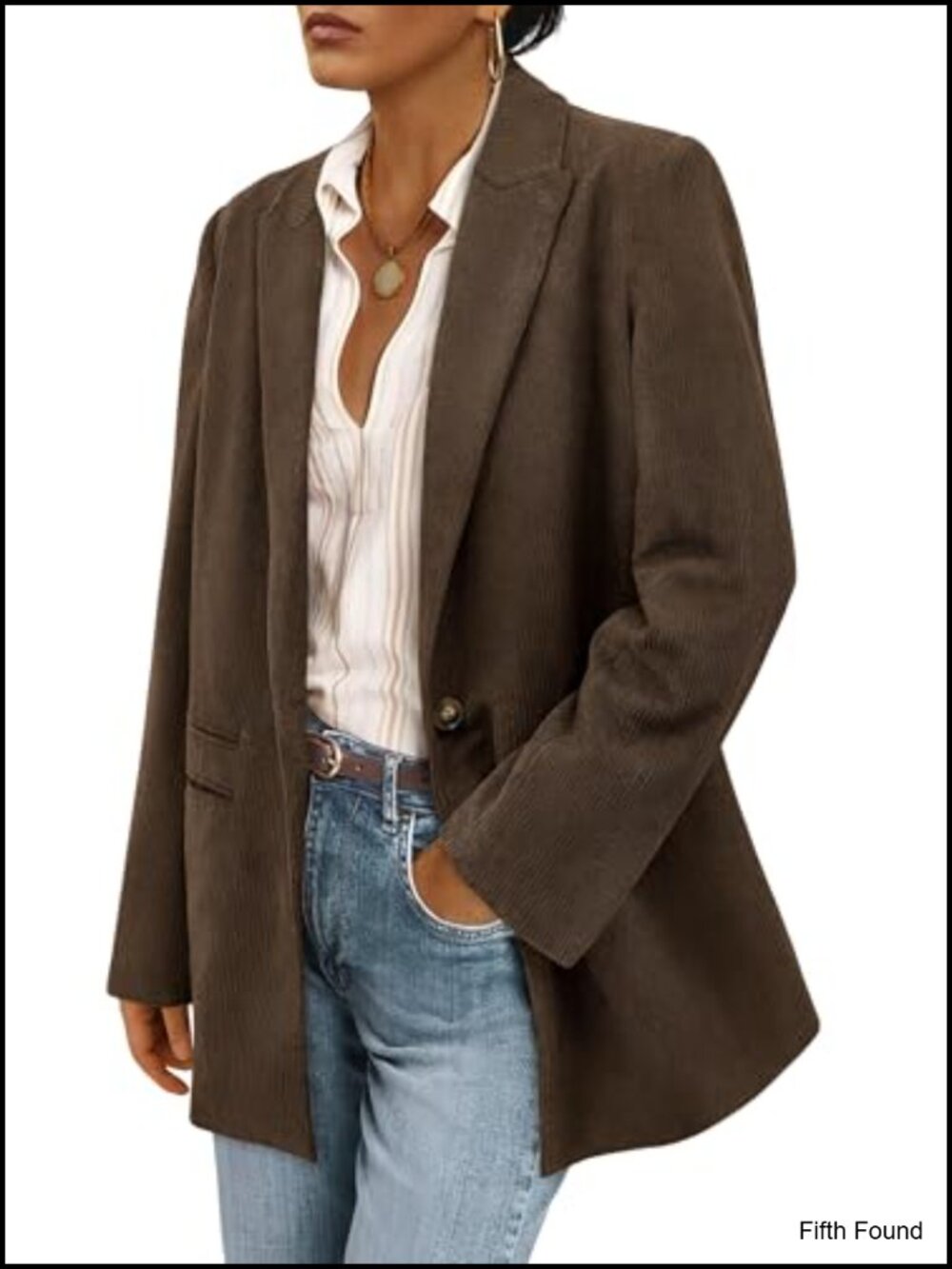 PRETTYGARDEN Corduroy Blazer Women's Winter Jacket Button Front Pockets